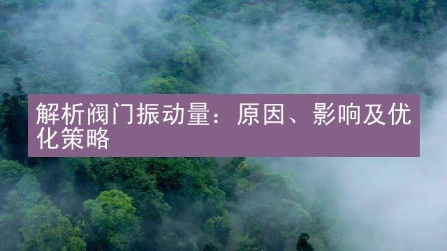 解析阀门振动量：原因、影响及优化策略